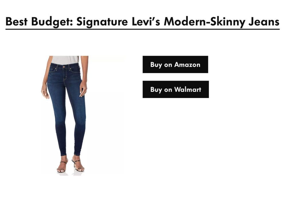 Women's modern-skinny jeans by Signature Levi's, paired with sandals.
